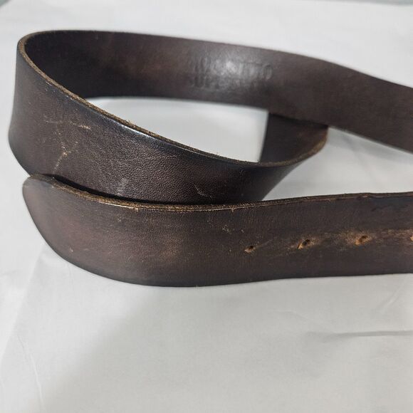 VTG Mossimo XL Brown Leather 2" Belt with Iris Floral Brass Tone Post Buckle - Picture 4 of 6
